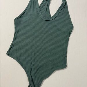 Free People Teal Ribbed Top